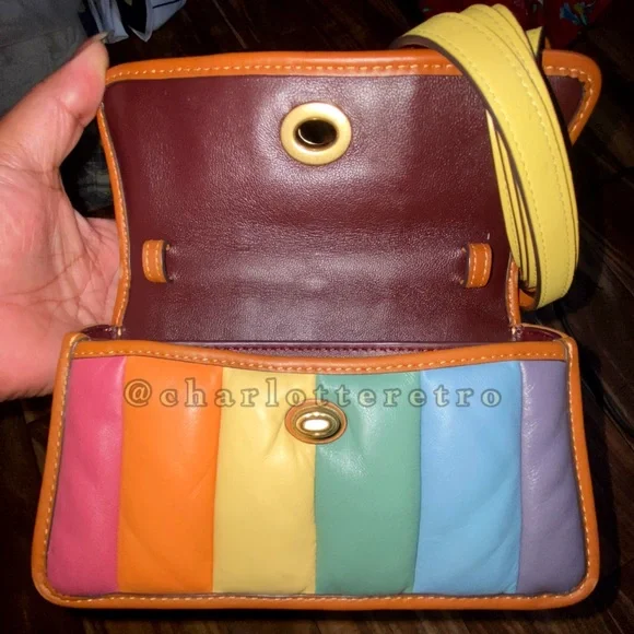 Coach Pride Collection • Quilted Rainbow Turnlock Clutch 20 - Picture 4 of 13